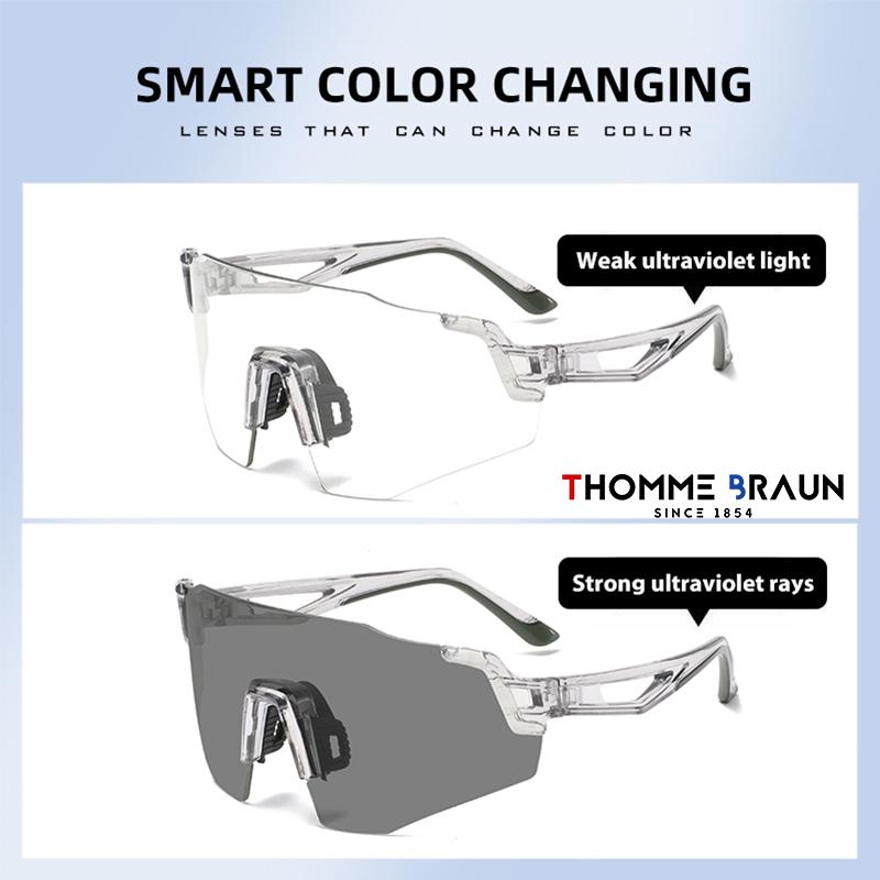 Kính râm thể thao, cho nữ, 9275 tròng kính đổi màu tự động điều chỉnh ban ngày và đêm, thích hợp để đi xe máy, đi bộ đường dài và đạp xe, bảo vệ mắt ngoài trời, chống gió, chống bụi, trượt tuyết và chạy, kính râm chống tia cực tím, thích hợp để đi du lịch