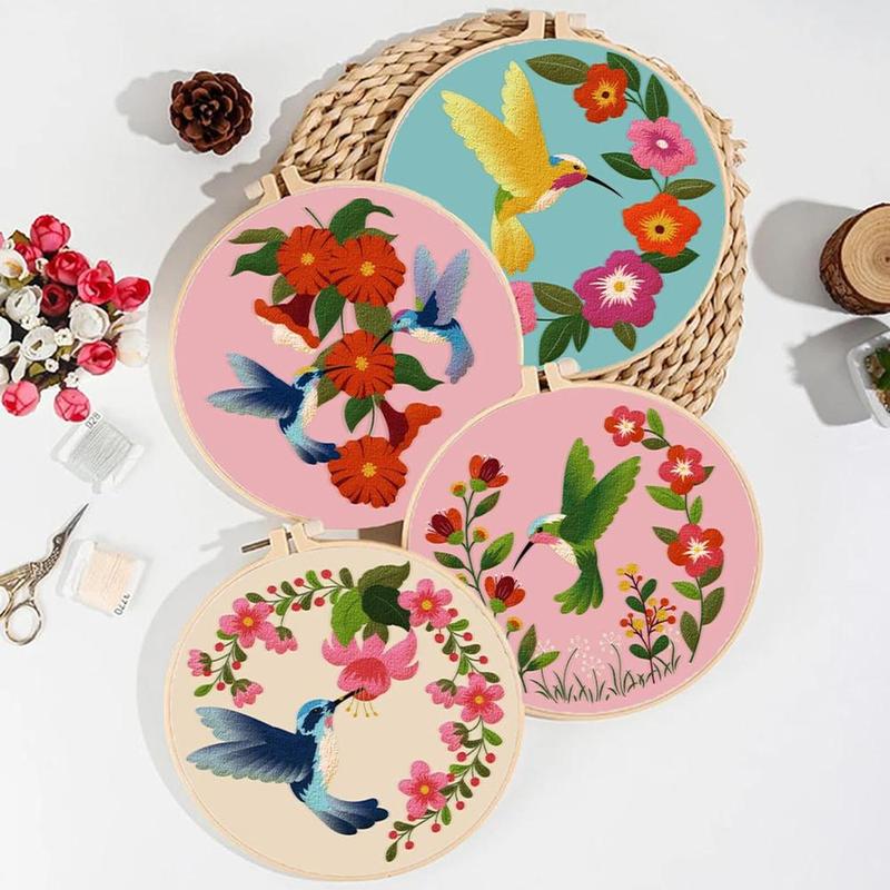Floral Pattern Cross Stitch Set, 4 Counts Cute Spring DIY Cross Stitch Set for Adult Birthday Gifts [Random Color Embroidery Tools] 2