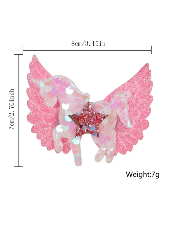 Cute Cartoon Unicorn & Wing Design Hair Clip, Cute Hair Accessories for Girls, Sweetness Barrette 1