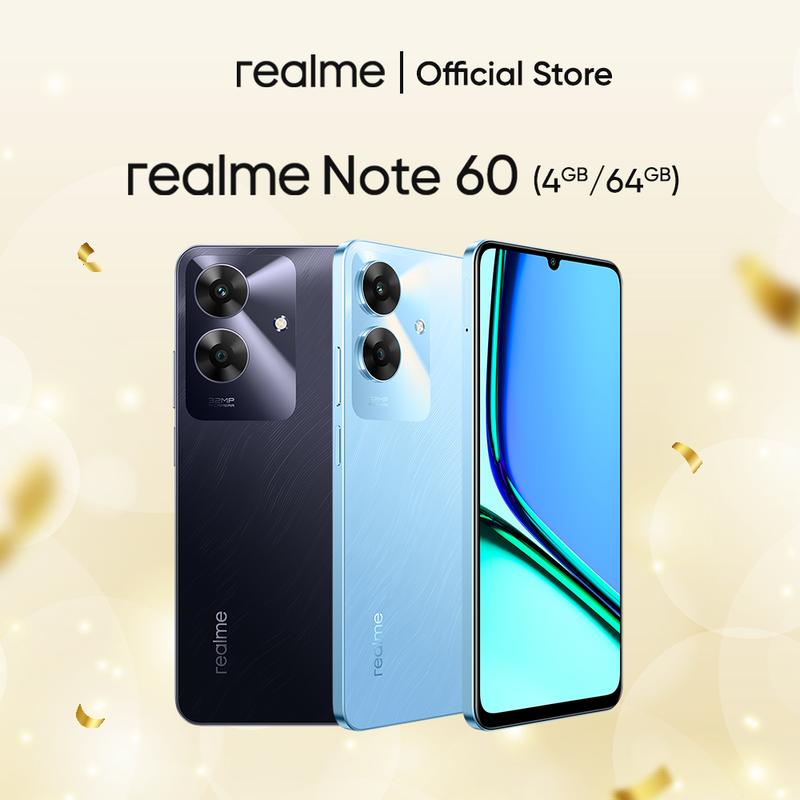 Điện thoại realme Note 60 4GB+8GB*64GB (có khả năng chịu lực tốt| Camera 32MP | Kháng bụi và nước IP64) Bảo hành 1 năm