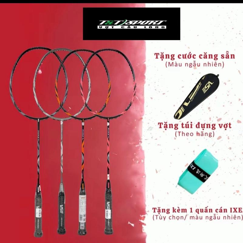Vợt cầu lông Vs Titan7 pro chính hãng . Căng max 16kg ( tặng 01 quấn cán - 01 bao đựng vợt - 01 cước căng sẵn bg 65ti) chất liệu carbon