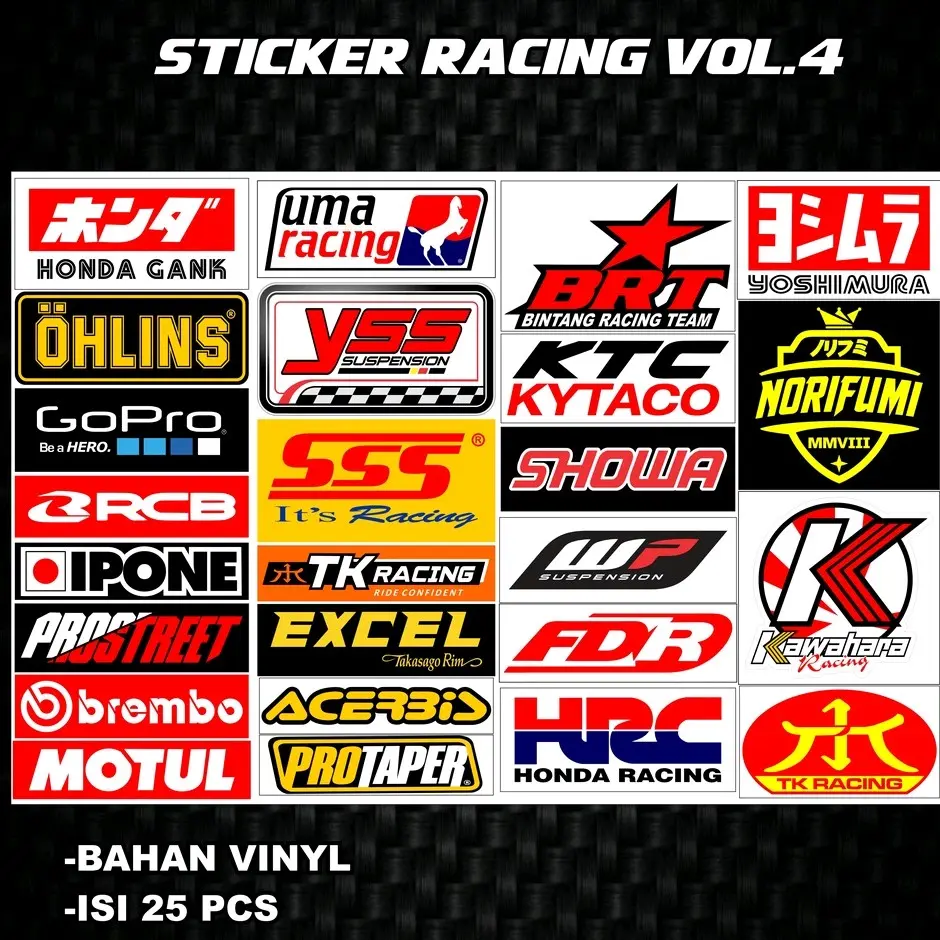 Sticker Pack Racing Sponsor Motor Balap Car