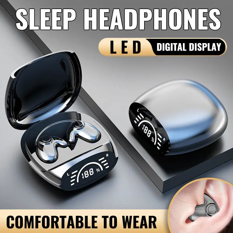 Sleep Invisible Earbuds Tiny Mini Headphones Bluetooth Headset 5.3 TWS Wireless Headsets Sports Stereo Noise Reduction Digital Display