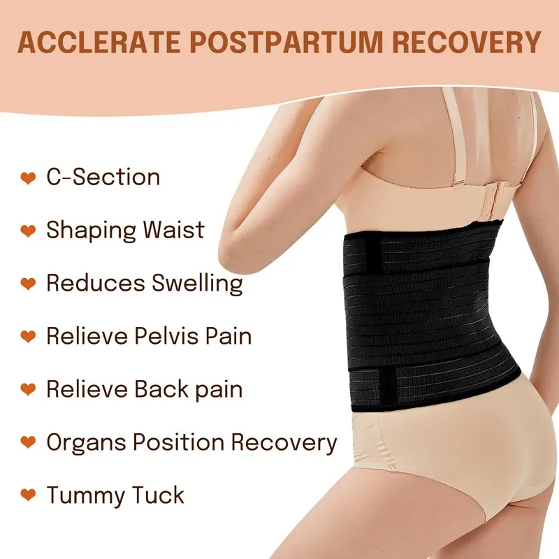 Postpartum Belly Band for Women, Adjustable Abdominal Binder Wrap, Recovery Girdle Belt for C Section, Post Partum Waist Belt for Women 4