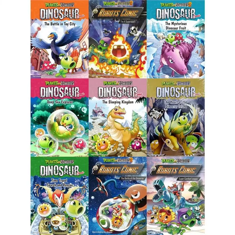 High Quality PLANTS VS ZOMBIES Dinosaur And Robots English Comic Book / Science Comic/ Young Scientists