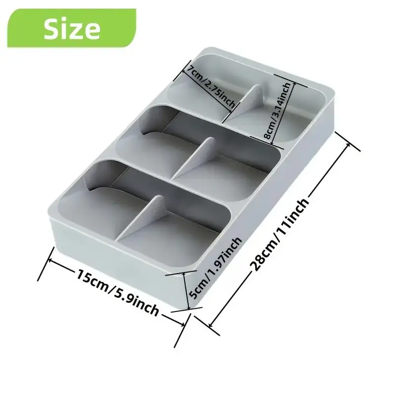 Multi-grid Drawer Cutlery Storage Box, 1 Count Adjustable Cutlery Storage Box, Non-slip Tableware Storage Box for Kitchen Counter & Drawer 1