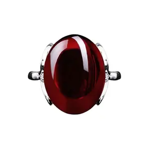 FEATHER HONGKONG - ( FREESIZE ) - KUALITAS TINGGI CUSTOM SENDIRI - CINCIN MERAH CABOCHON WANITA PRIA Rings