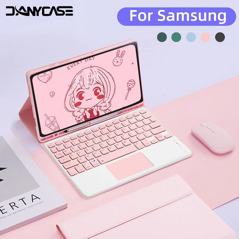 Ốp Bàn Phím Bluetooth Cho Samsung Galaxy Tab S9 FE Plus S6 Lite 10.4 S7 S8 11 S7 Plus S7 FE S8 Plus 12.4 A8 - Nắp Có Hộp Đựng Bút Chì Phụ Kiện ốp lưng cho máy tính bảng