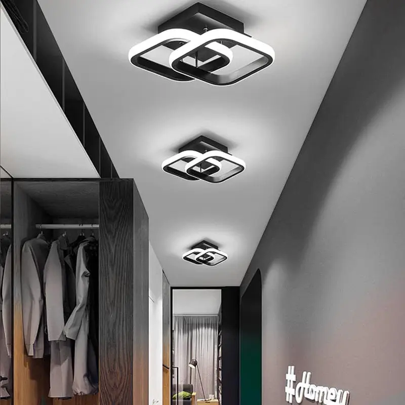 Square LED Ceiling Light, Modern Double-sided 3-color Dimmable Chandelier, Embedded Light Hardwired Ceiling Light for Kitchen Attic Corridor Balcony Bedroom 2