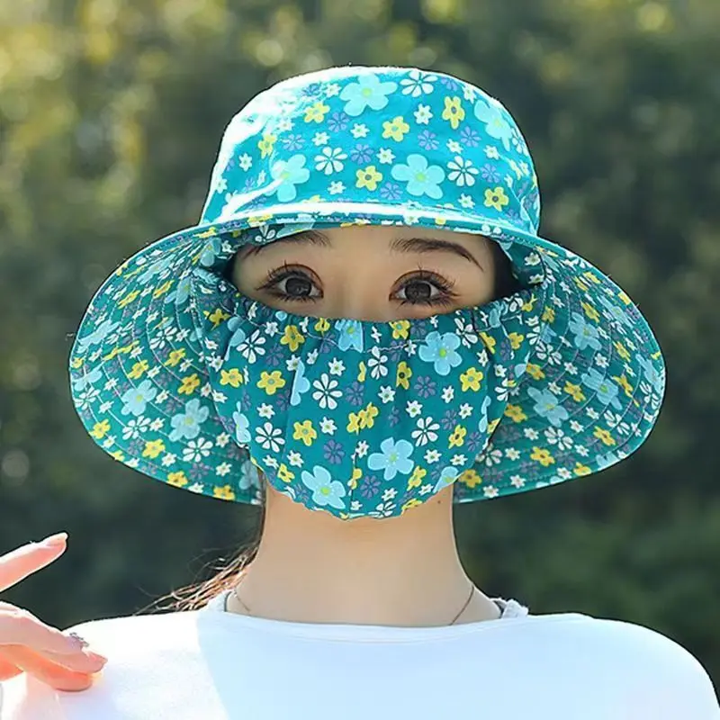 Mũ Chống Nắng Hái Trà, Chống Tia UV, Thiết Kế Hoa Mùa Hè, Có Che Mặt Chống Bụi, Nhẹ Và Thoáng Khí, Thích Hợp Sử Dụng Ngoài Trời