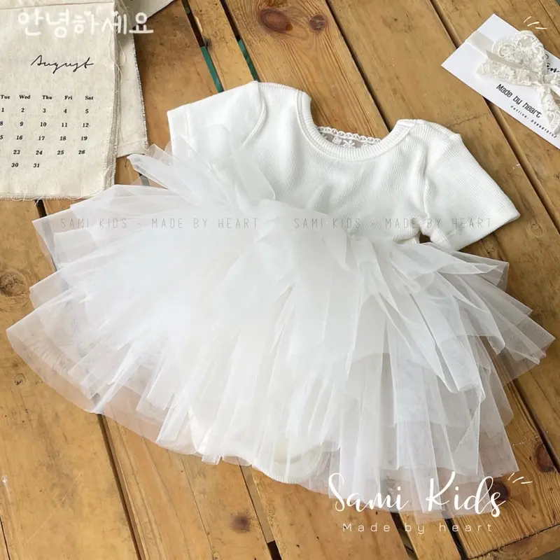 SS48GH Bộ liền thân ballet cho bé gái cotton Hàn mềm mại Len 2