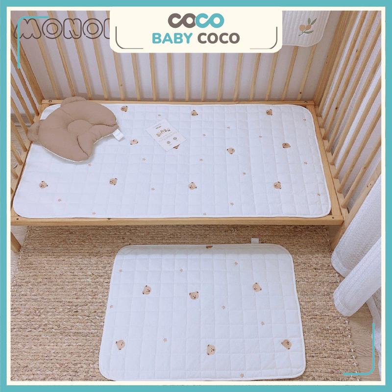 Thảm Điều Hòa Kiêm Lót Chống Thấm Cho Bé Thiết Kế Trần Bông Vuông Monona Họa Tiết Thêu Xinh Xắn 