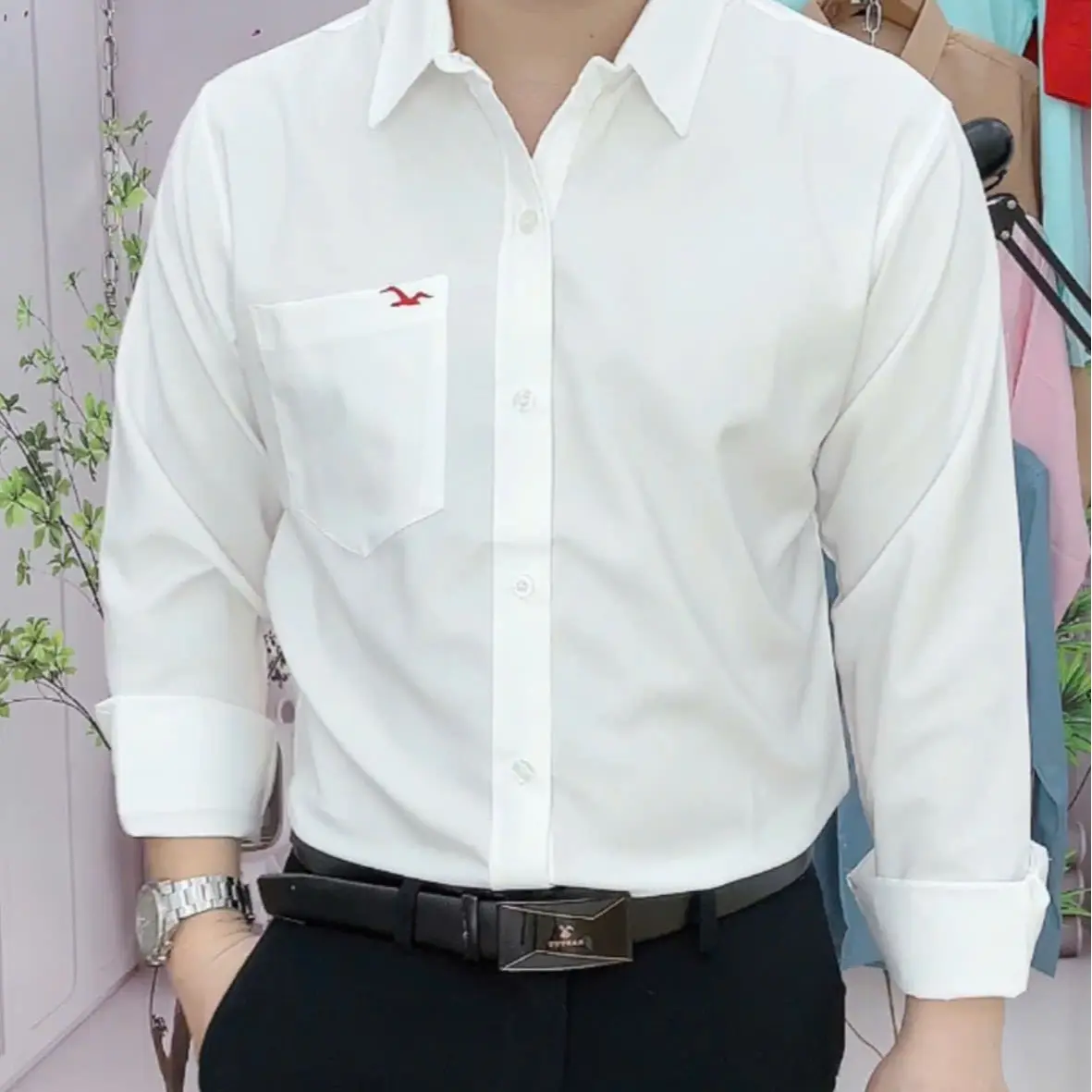 Áo Sơ Mi Nam Tay Dài COMBO Đủ Màu Cho Anh em Lựa chọn Chất liệu Lụa hàn mên mịn chống nhăn , thoáng mát và thấm hút tốt