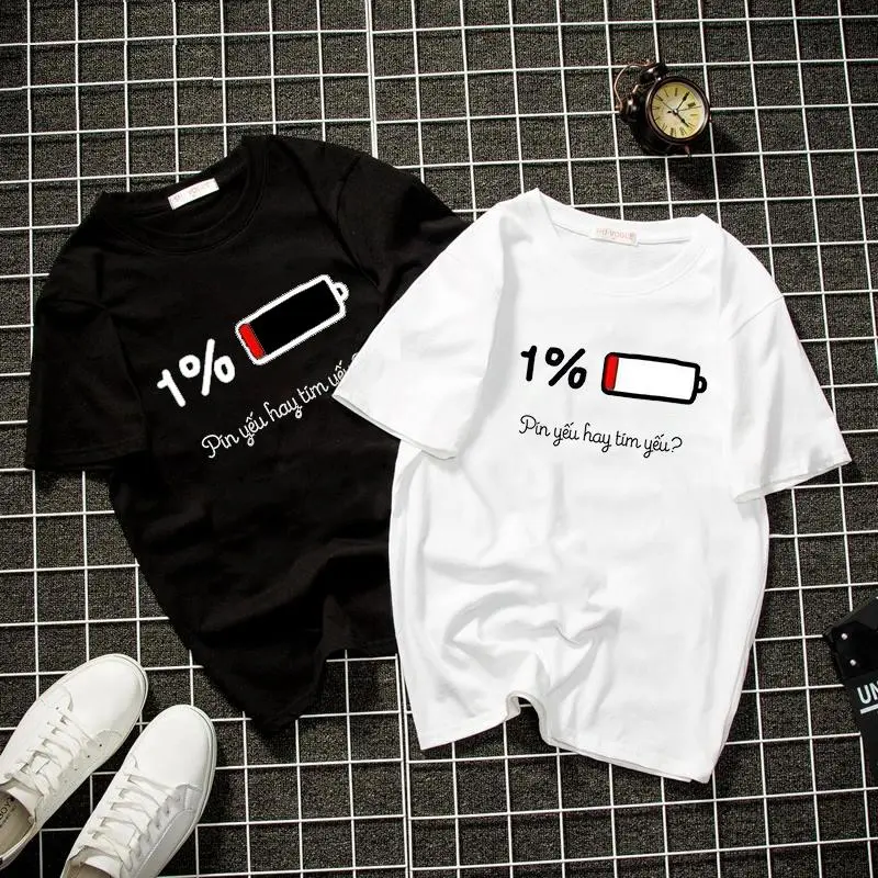 Áo thun pin yếu hay tim yếu tay lỡ form rộng unisex nam nữ Menswear Cổ Tròn