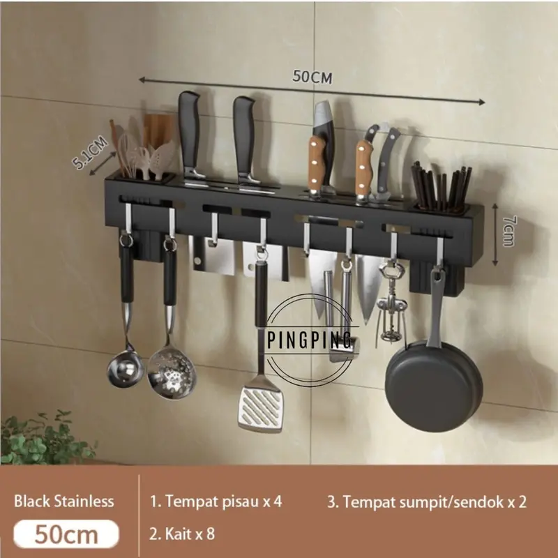 PINGPING - Rak Dapur Gantung Stainless / Rak Pisau Gantung / Rak Sendok Garpu Gantung 3