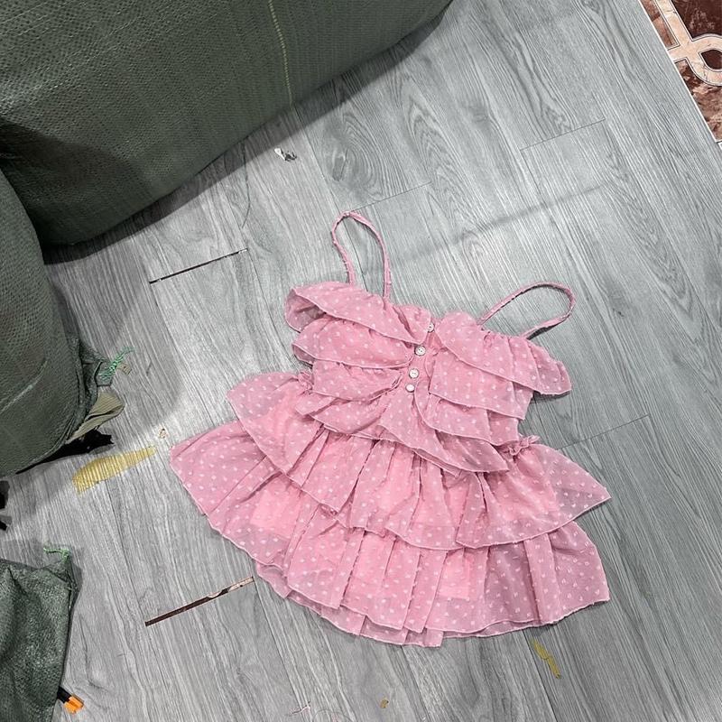 Mau 075:  Sét Áo 2 dây hoa nổi tầng + chân váy