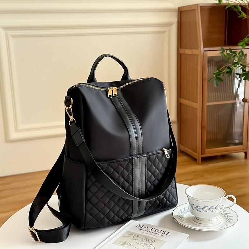 Product Introduction of 2024 New Black Mummy Bag Maternal and Child Ultra-Light Quilted Embroidery Thread Large Capacity Multi-Functional Fashion Mummy Bag 4