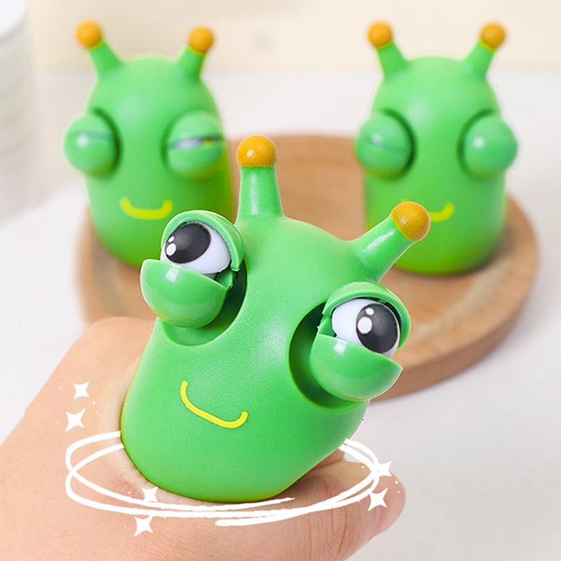  Đồ chơi giảm căng thẳng Squishy nắn bóp đàn hồi con sâu xanh lồi mắt vui nhộn giúp giảm stress 