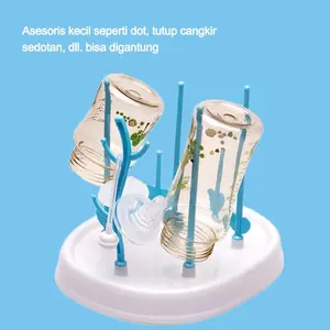 Rak Pengering Botol Susu Bayi Serbaguna dengan 3 Bentuk Stik Fleksibel Plastik untuk Dot Gelas Mug Cangkir