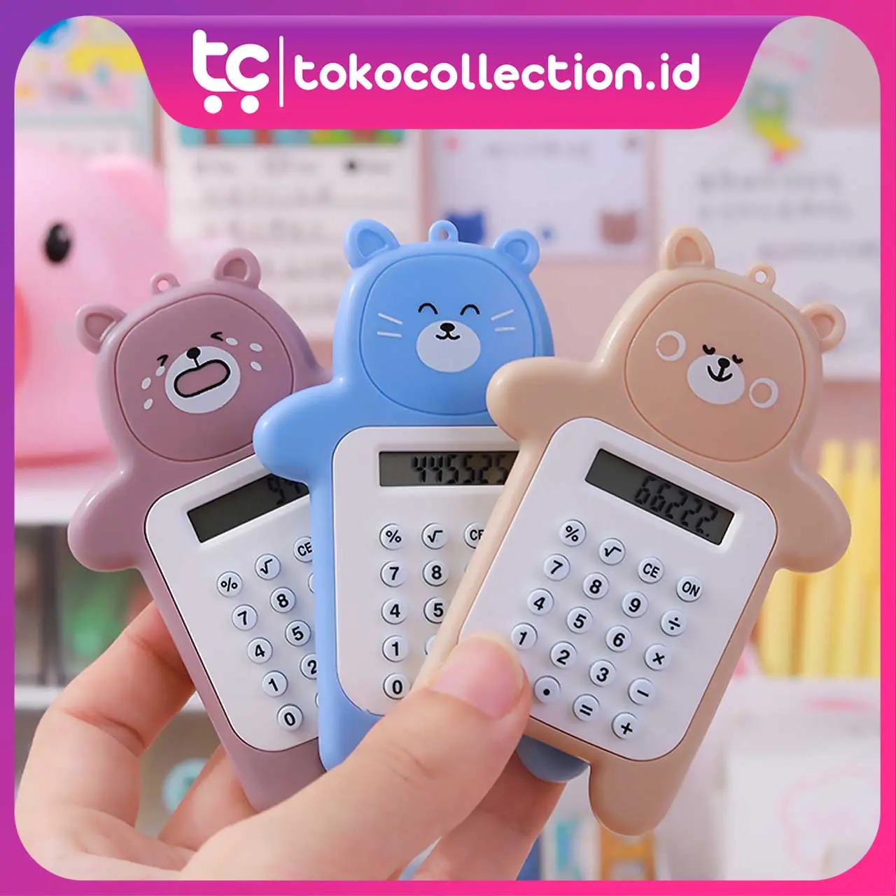 TC Kalkulator Mini Motif Beruang 8 Digit Tombol Karet S088