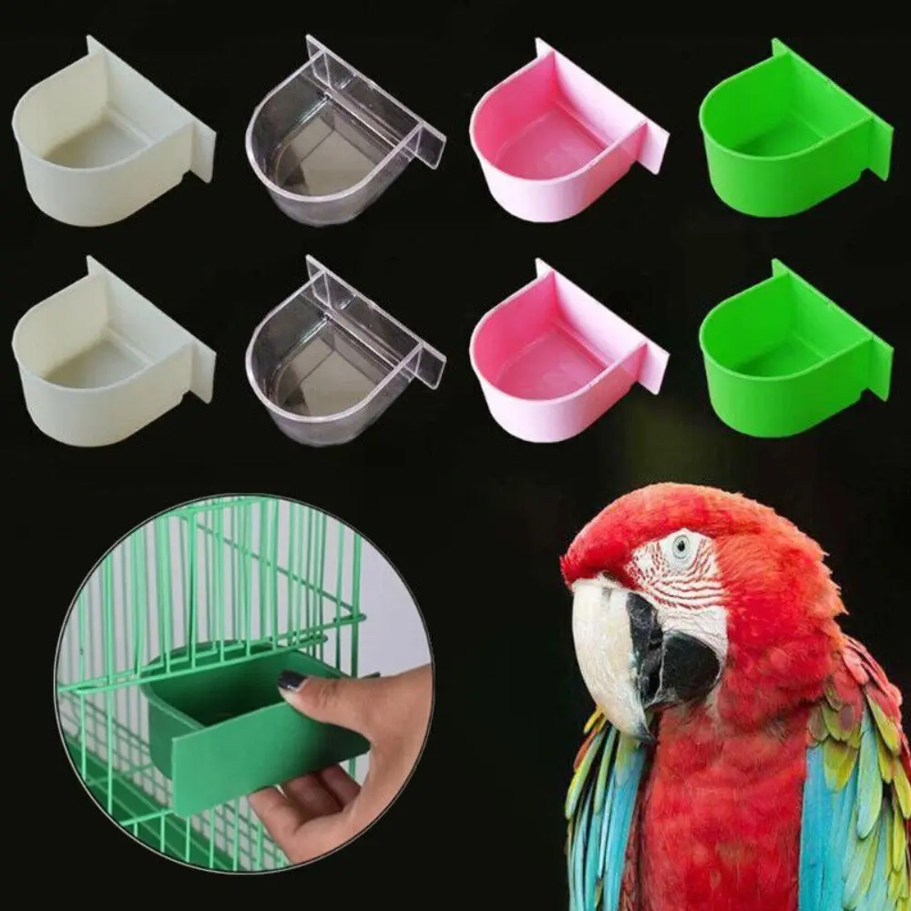 Portable Bird Feeding Trough Bird Cage Water Bowl Bird Half Round Food Box Bird Cage Accessories Parrot Feeding Tool Bird Feeding Bowl Splash-proof Cup
