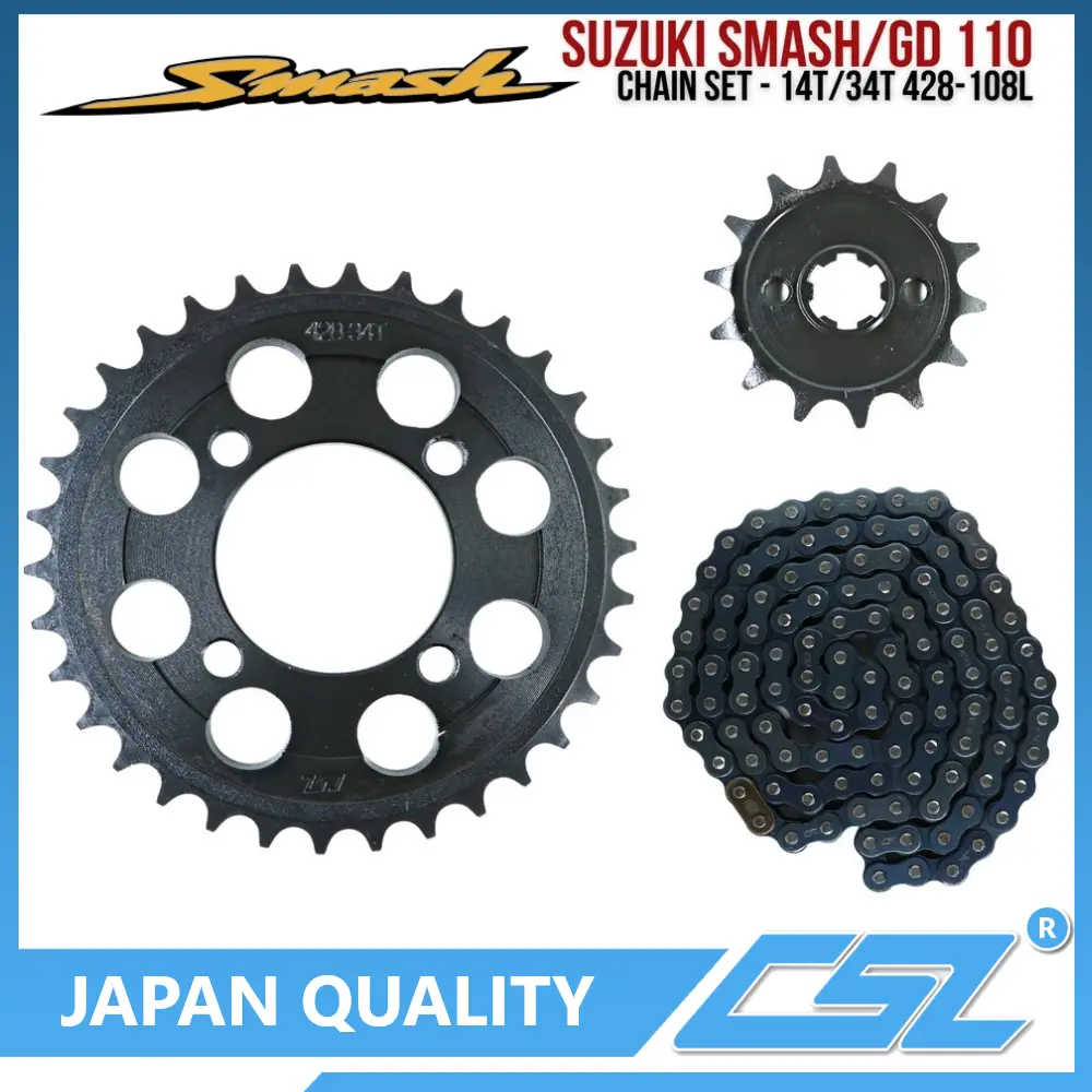 CSL Black Chain and Sprocket Set For SUZUKI SMASH / GD110 Motorcycle ...