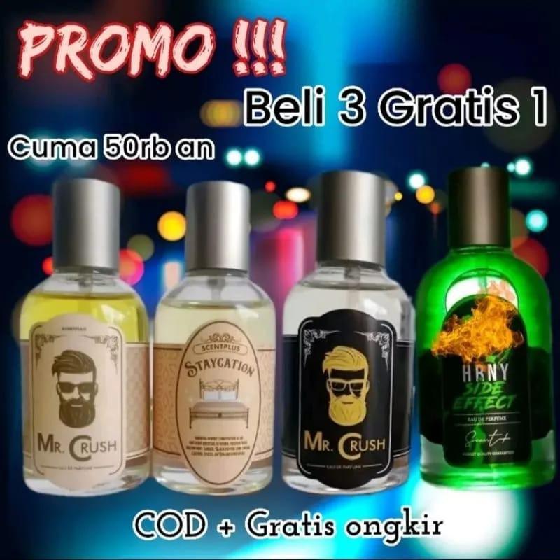 Product Introduction of PROMO CUCI GUDANG BELI 1 DAPAT 4[MR.CRUSH,STAYCAUTION,HRNY S EFFECT,HARNY] Perfume Pria Wangi 1