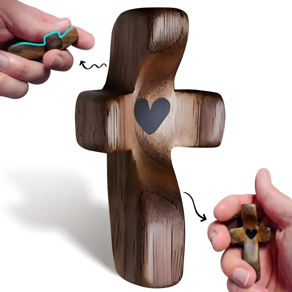 Polished Wooden Cross Thoughtful Lightweight Portable Prayer Cross Comforting Handheld Pocket Cross for Encouragement Women Children Adults Prayer