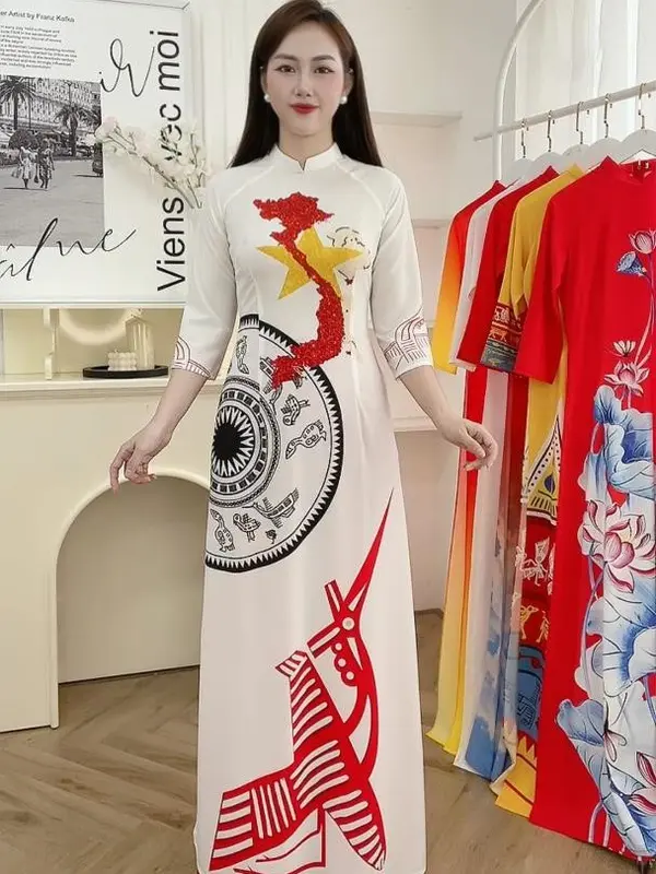 Áo dài bộ chất lụa nhật cao cấp co giãn không bai xù 0