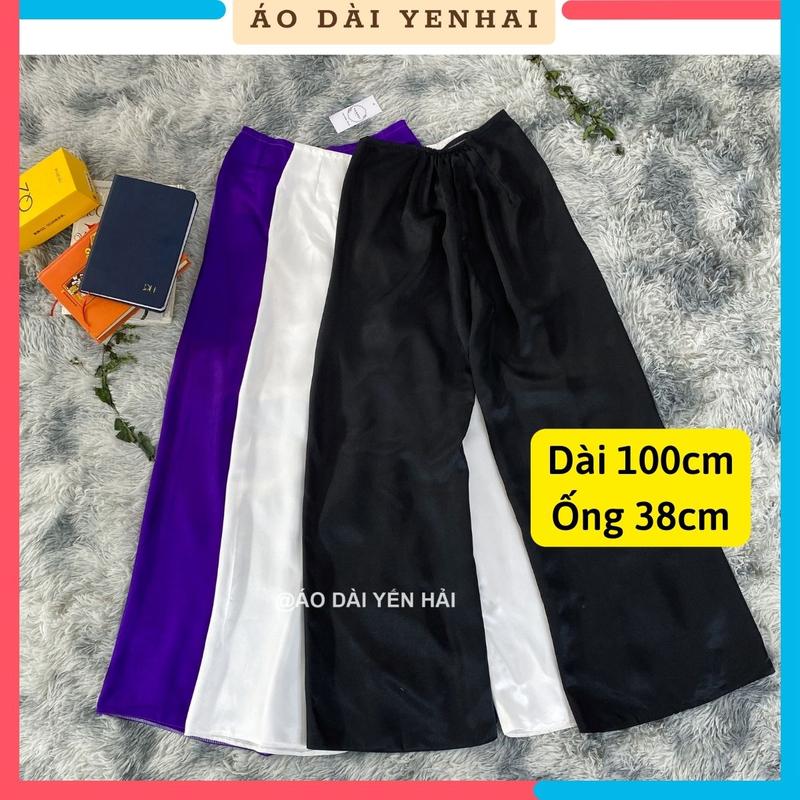 Quần lụa phi bóng mặc kèm áo dài truyền thống đẹp