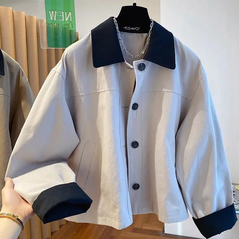 Áo Khoác Gió Lapel, Cao Cấp Hàn Quốc, Dành Cho Nữ, Thích Hợp Cho Mùa Xuân Và Mùa Thu, Dáng Rộng Vừa Vặn, Dễ Phối Đồ, Áo Khoác Quần Áo Làm Việc, Hàng Mới Về 2024