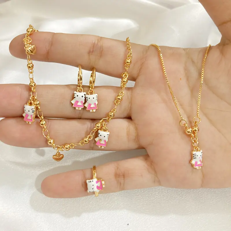 Set Perhiasan Aksesoris Anak Cat Kalung Anting Gelang Cincin SPA03 2