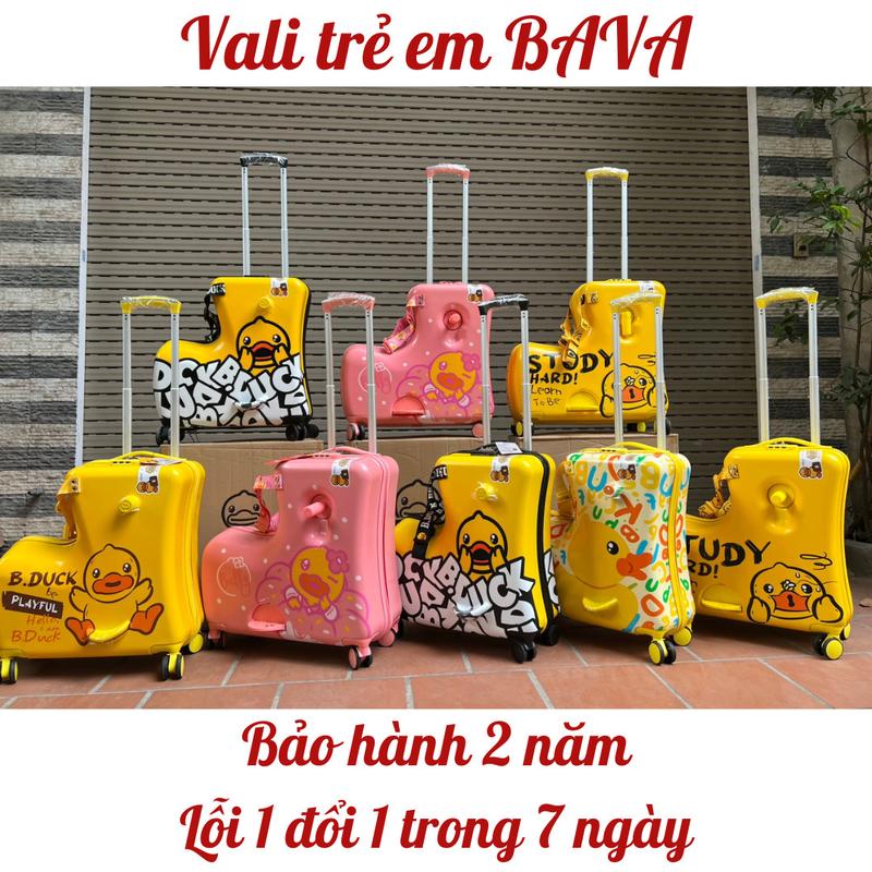 Vali kéo trẻ em cao cấp B_duck BAVA, vali chữ L cho bé ngồi kéo có size 20 inch, chính hãng Bduck full box - BẢO HÀNH 2 NĂM - HÀNG TIÊU CHUẨN CHÂU ÂU Kem vali  kéo