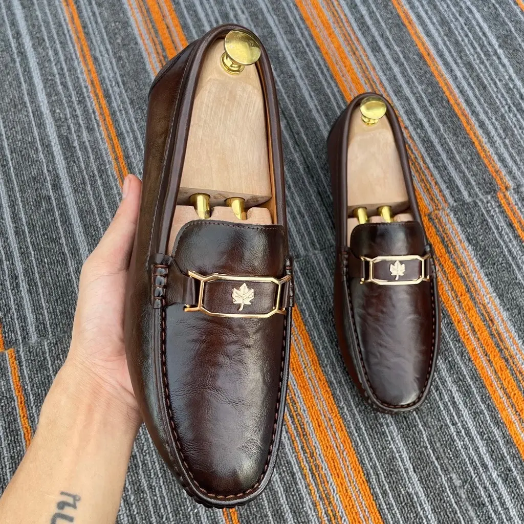 Giầy Lười Nam phun Tỉa Batila 2 Màu Nâu - Đen Chất Liệu Da Xít Full Size 37-44 GiàY