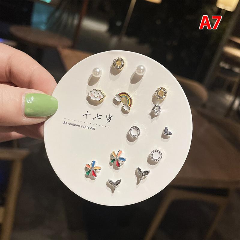 Product Introduction of Bộ Bông Tai Nữ Họa Tiết Nhỏ Thời Trang Hàn Quốc, 7 Đôi, Nhiều Đôi Bông Tai Đinh tán Hình Bướm Dễ Thương Hoa Hoa Tai Women Khuyên Tai 25