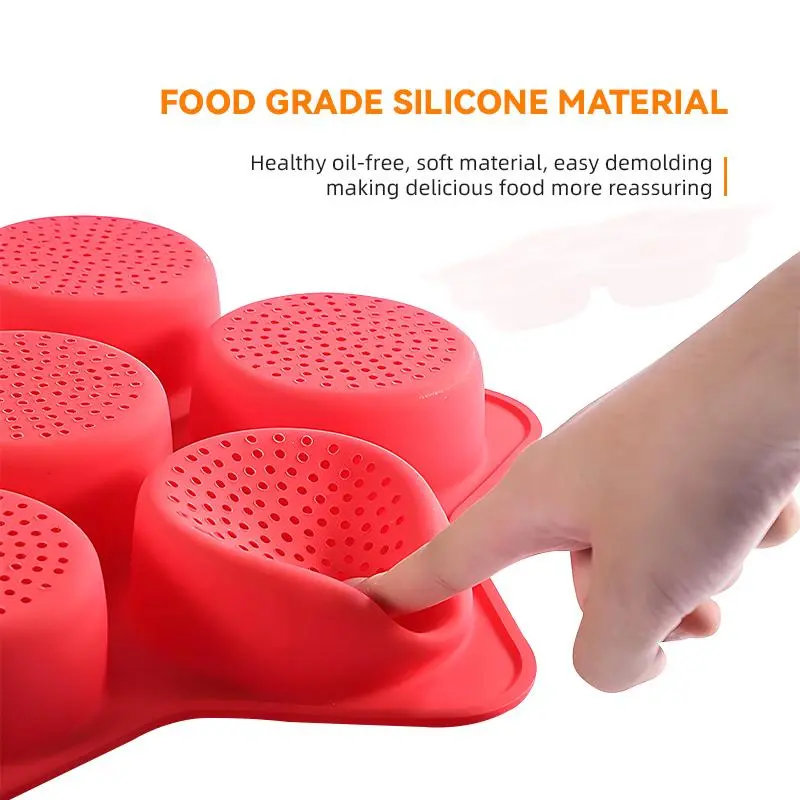 7-cavity Hamburger Bread Mold, 1 Count Non-stick Heat Resistant Burger Bun Mold, Homemade Burger Bun Mold for Home Kitchen Baking House 5