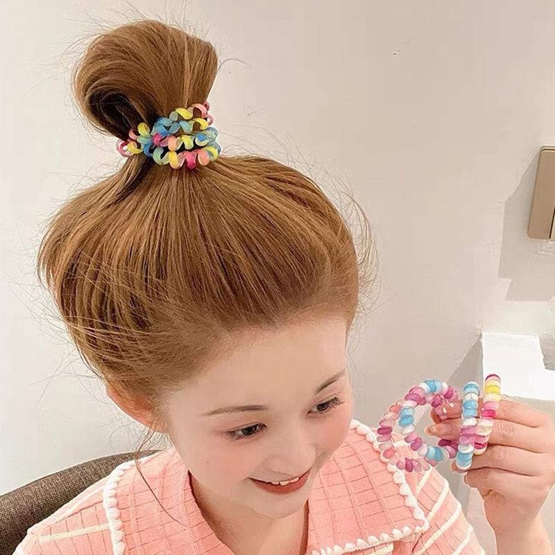 Janpanese Hair Tie Stretch Spiral Cord Hair Ring Headwear Hair Rope Elastic Hair Tie Multicolor Scrunchies Multicolor Telephone Wire Hair Accessories 1