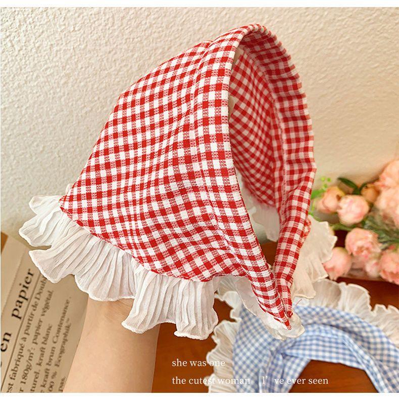 Product Introduction of Băng Đô Kẻ Sọc, Dành Cho Trẻ Em, Không Trơn Trượt, Phong Cách Đồng Quê, Với Trang Trí Ren, Khăn Quàng Tam Giác, Thích Hợp Cho Bé Gái Và Bé, Kẹp Tóc Băng Đô 4