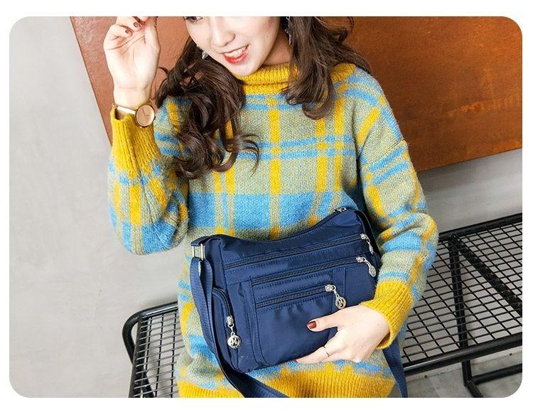 Product Introduction of Women's Bag Mother's Bag New 2025 Middle-Aged Women's Bag Nylon Canvas Bag Waterproof Multi-Layer Shoulder Messenger Bag 30