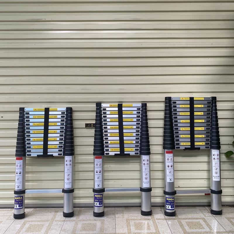 Thang nhôm rút đơn Ninda Nhật Bản 5m4, 5m, 4m4, 3m8, 3m2 - dùng thợ điện lực, viễn thông, lắp đặt camera, thi công