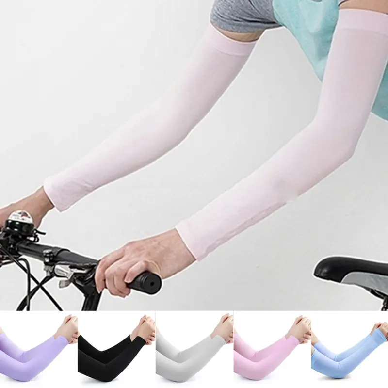 Back To Nature 1 Pair Long Gloves Scar Cover Arm Sleeves Ice Silk Sunscreen Arm Sleeves Sun UV Arm Warmer Half Finger Sleeves