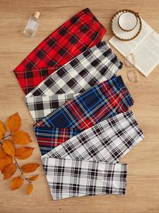 Women's Christmas Themed Plaid Print Elastic Waist Sleep Pants, Casual Comfy Lounge Pants for Spring & Fall,  Womens Clothes, Ladies Sleepwear for Indoor Wear