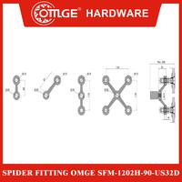 Gambar Spider Fitting/Klem Kaca Laba-laba OMGE SFM-1202H-90-US32D dari OmgeHardware Kota Administrasi Jakarta Utara 2 Tokopedia