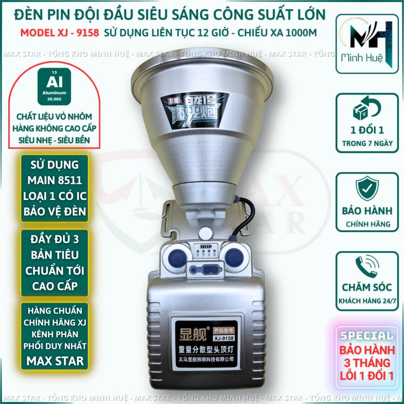 Đèn pin đội đầu siêu sáng XJ 9158 pin trâu chiếu xa 1000m tích điện 12 giờ bản cao cấp dendo ida đènpin