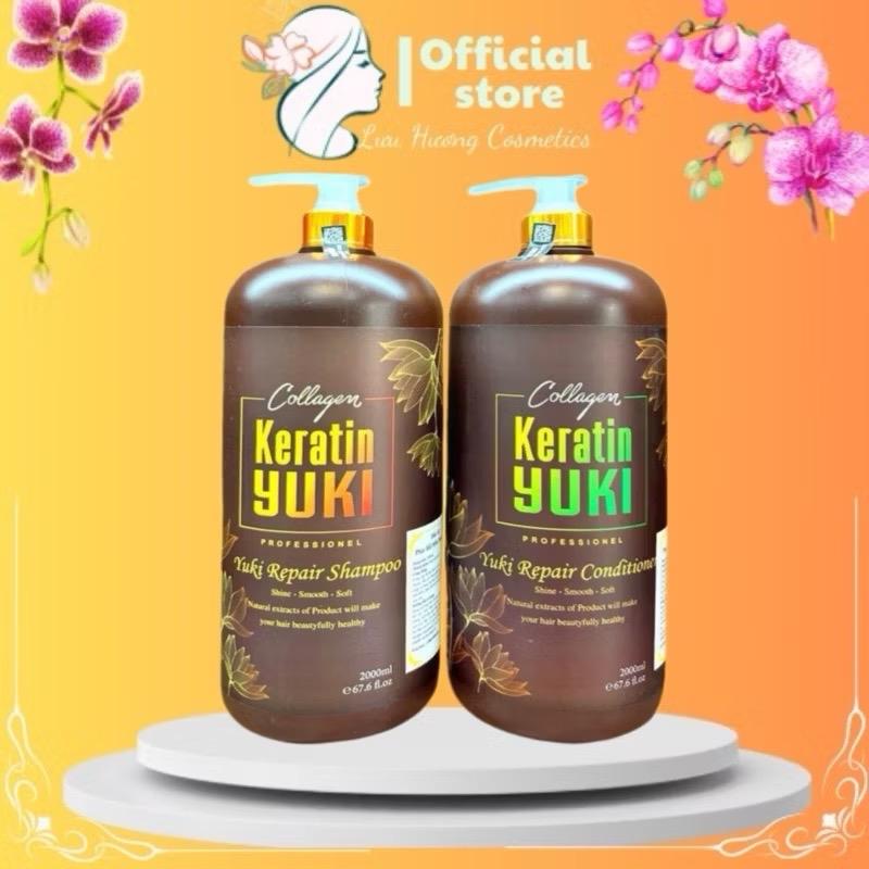 Cặp dầu gội keratin YUKI  2000ml x2 gội và xả