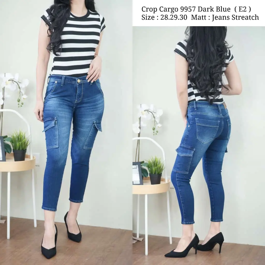 Hw Cargo Pensil Premium Jeans Celana Wanita Panjang Karet