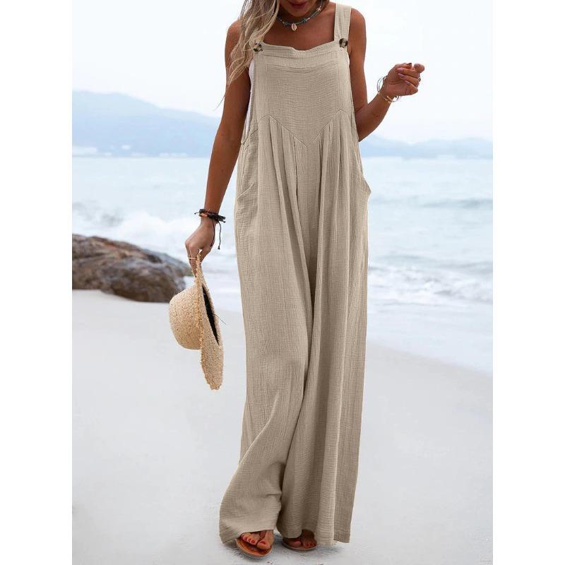Product Introduction of National style fashion solid color wide-leg jumpsuit with body clothes 1