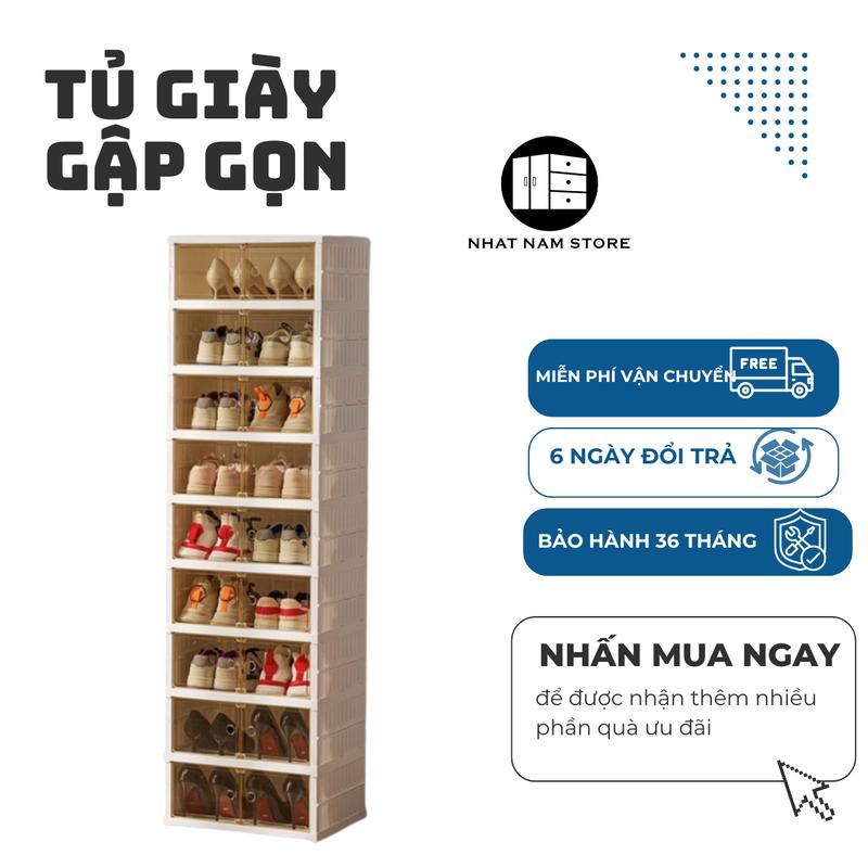 Tủ giày 18 đôi ko ngăn boot nhựa abs gấp gọn ko bánh xe 9102-9