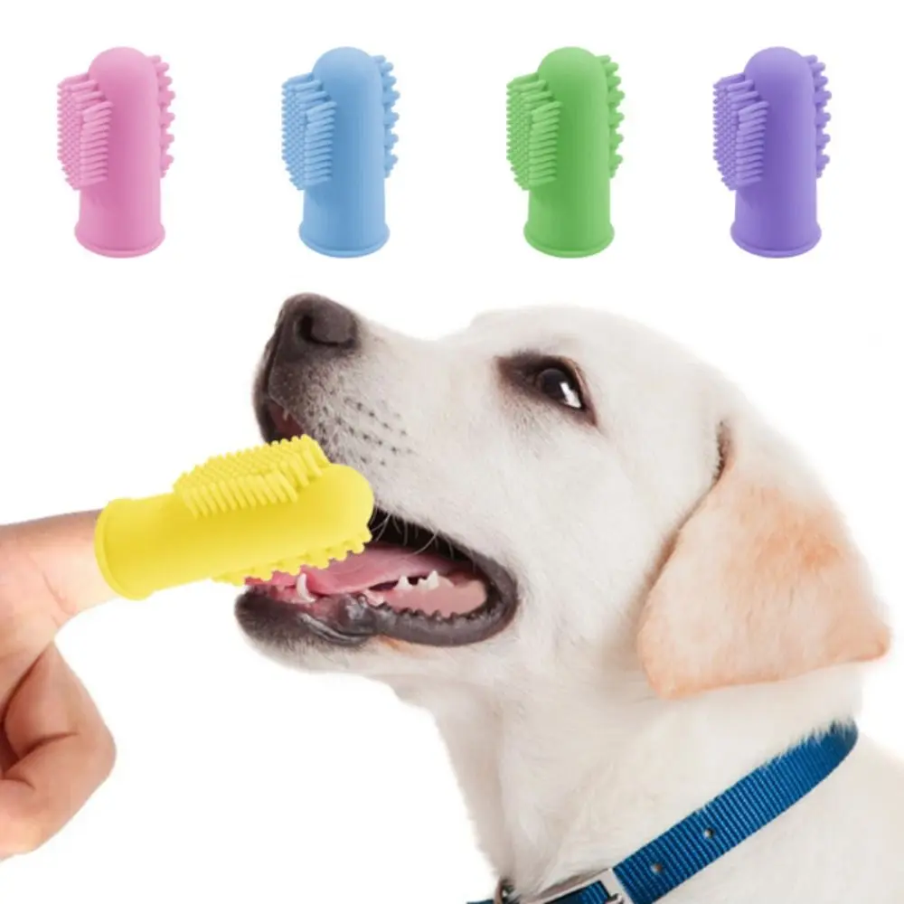 Pet Accessories Silicone Pet Finger Toothbrush Bite Resistant 360° Cleaning Cats Mouth Cleaner Soft Pet Oral Cleaning Toothbrush Remove Bad Breath