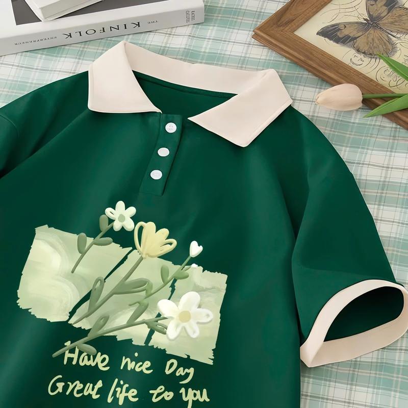 Áo polo bé gái 15-45kg, Áo thun cổ bẻ cho bé gái thiết kế fom rộng hình in cute chất vải cá sấu dày dặn mẫu hot 2025 ( Mã01 ) 3